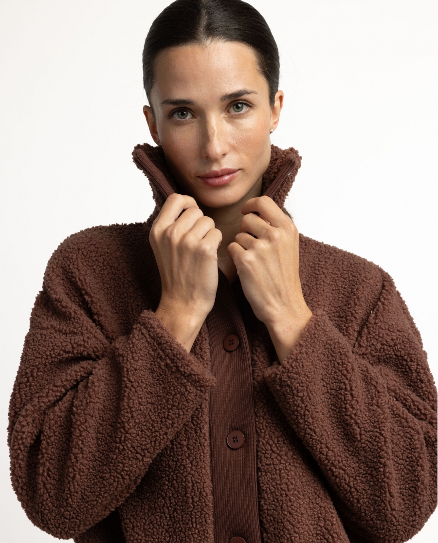ADMAS Bata Manga Larga Calentita Sherpa Dreams para Mujer MARRON