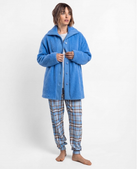 ADMAS Bata Manga Larga Calentita Sherpa Dreams para Mujer AZUL
