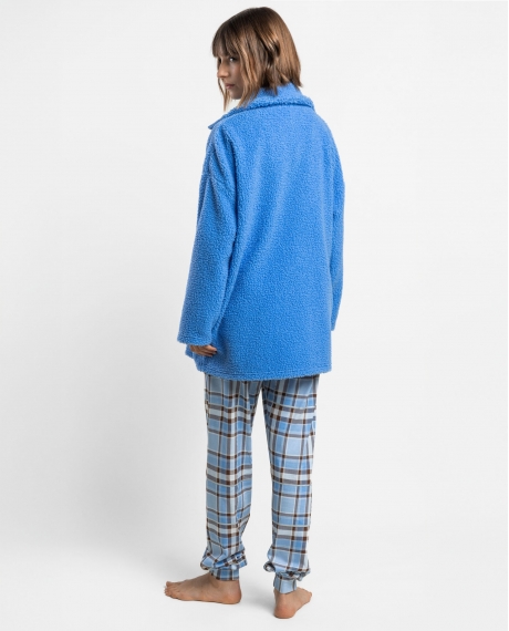 ADMAS Bata Manga Larga Calentita Sherpa Dreams para Mujer AZUL 2