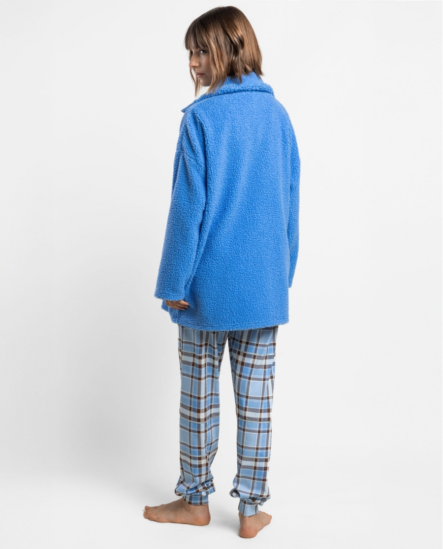 ADMAS Bata Manga Larga Calentita Sherpa Dreams para Mujer AZUL