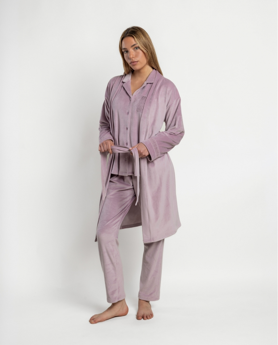 ADMAS LUXURY Bata Manga Larga Guipure para Mujer PETALO