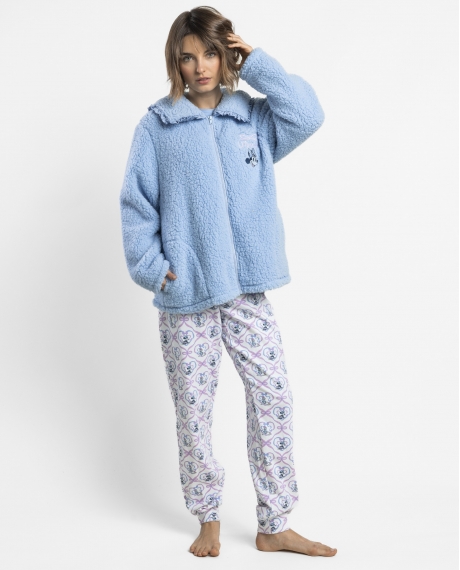 DISNEY Bata Calentita Manga Larga Sherpa Coquette Friends para Mujer AZUL