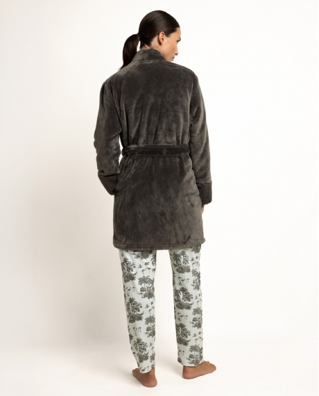 ADMAS GARDEN Bata Calentita Manga Larga Winter Toile para Mujer GRIS 2