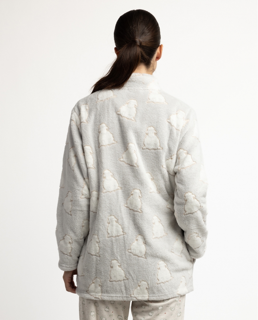 ADMAS Bata Calentita Manga Larga Counting Sheep para Mujer GRIS