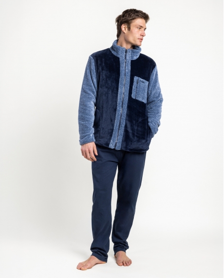ADMAS Bata Calentita Manga Larga Gentleman para Hombre AZUL