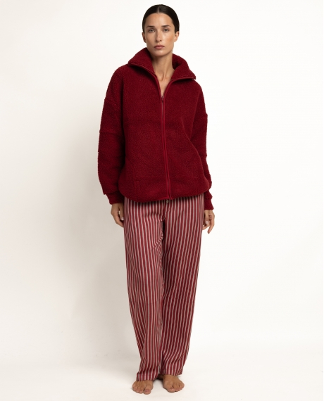 ADMAS HOME Bata Manga Larga Love Stripes para Mujer BURDEOS