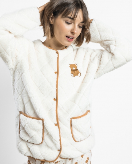ADMAS Bata Calentita Manga Larga Bear Hugs para Mujer CRUDO 2