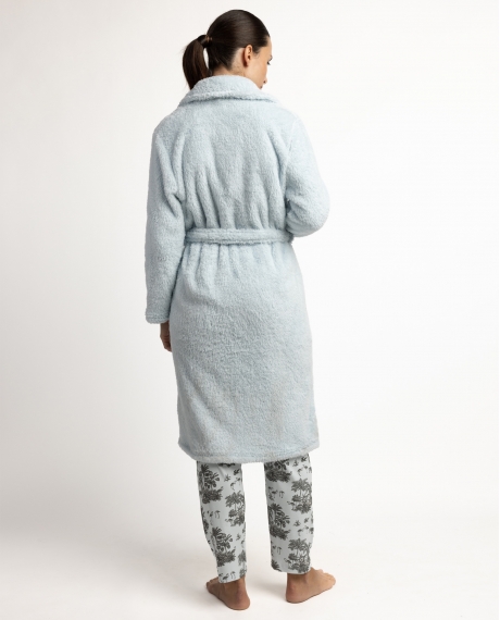 ADMAS GARDEN Bata Calentita Manga Larga Cruzada Winter Toile para Mujer AZUL 2