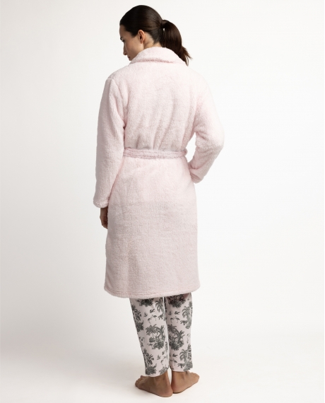 ADMAS GARDEN Bata Calentita Manga Larga Cruzada Winter Toile para Mujer ROSA 2