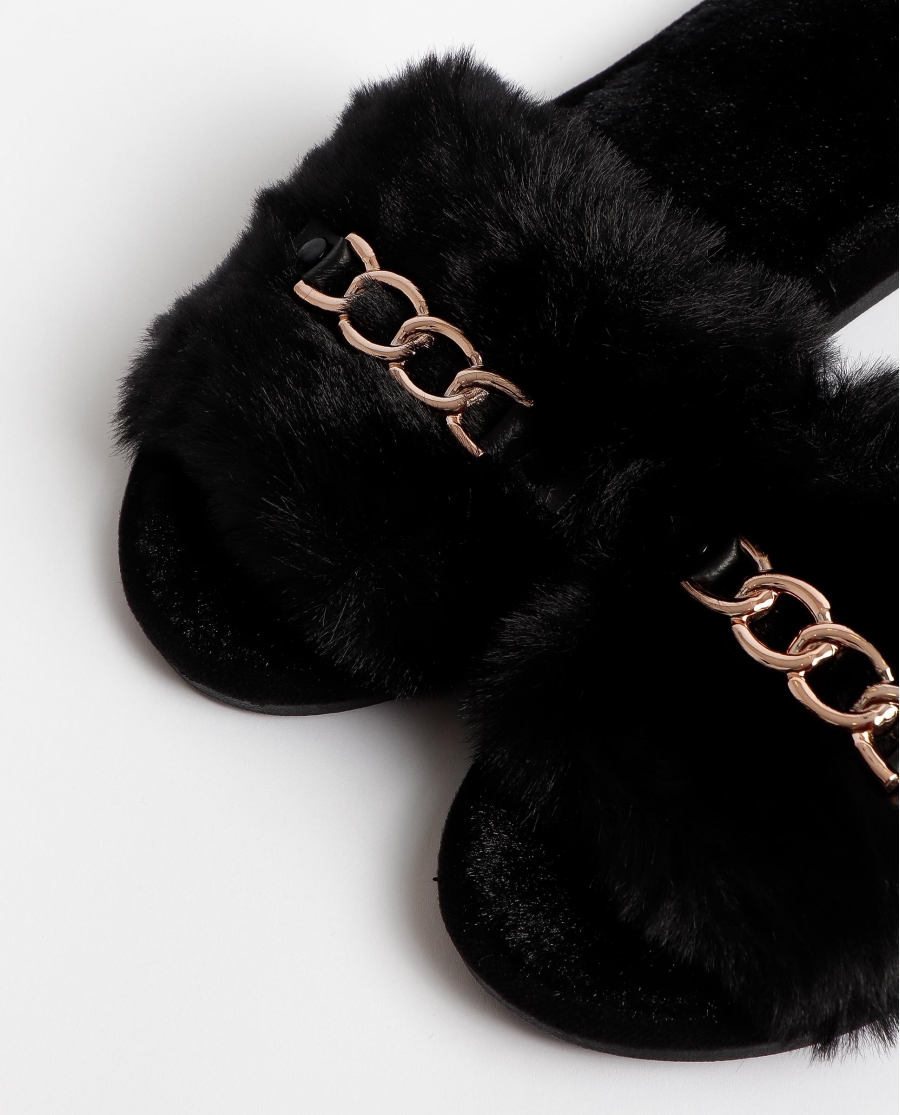 ADMAS Zapatillas De Estar Por Casa Cadena para Mujer NEGRO