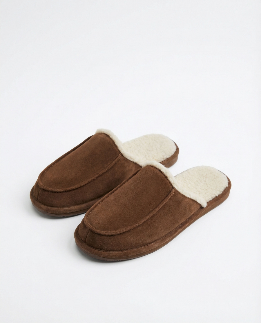 ADMAS Zapatillas De Estar Por Casa Brown Sherpa para Hombre, (Caja 6 unidades) SURTIDO