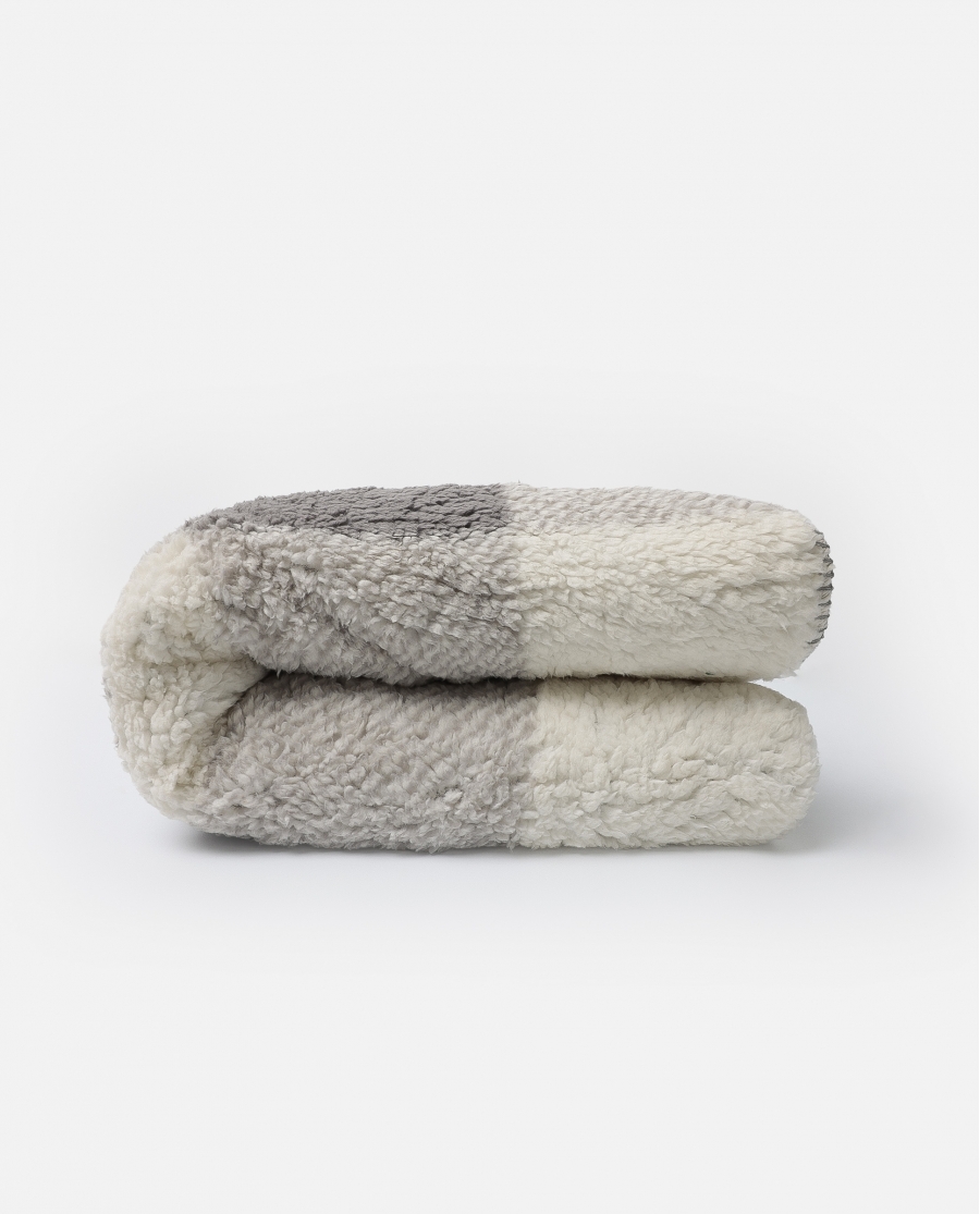 ADMAS Manta Doble Cara Sherpa Cuadros GRIS