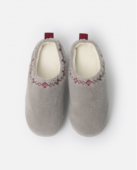 ADMAS Zapatillas De Estar Por Casa Plataforma Sherpa para Mujer GRIS