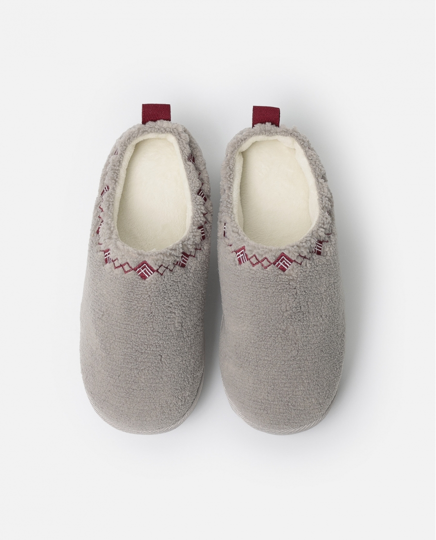 ADMAS Zapatillas De Estar Por Casa Plataforma Sherpa para Mujer GRIS