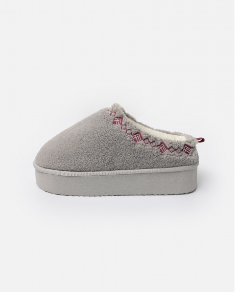 ADMAS Zapatillas De Estar Por Casa Plataforma Sherpa para Mujer GRIS 2