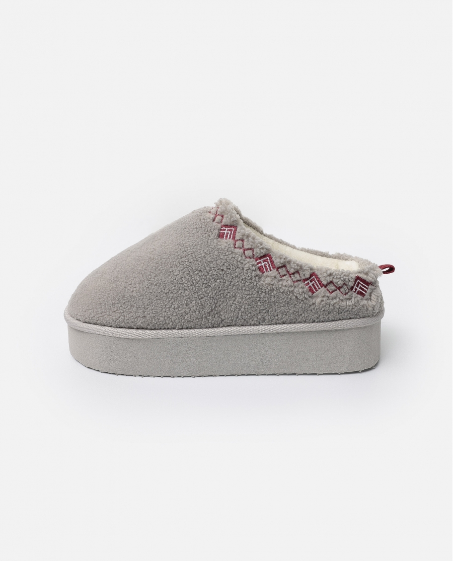 ADMAS Zapatillas De Estar Por Casa Plataforma Sherpa para Mujer GRIS