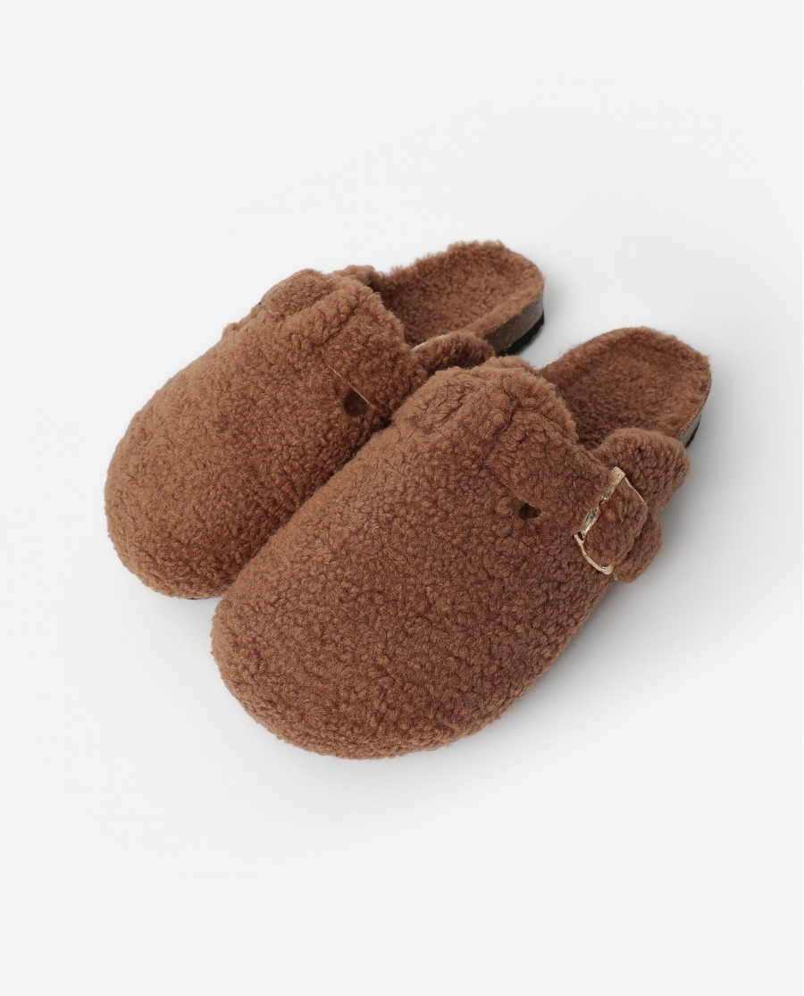 ADMAS Zapatillas De Estar Por Casa Zueco Borreguito para Mujer, (Caja 6 unidades) CAMEL