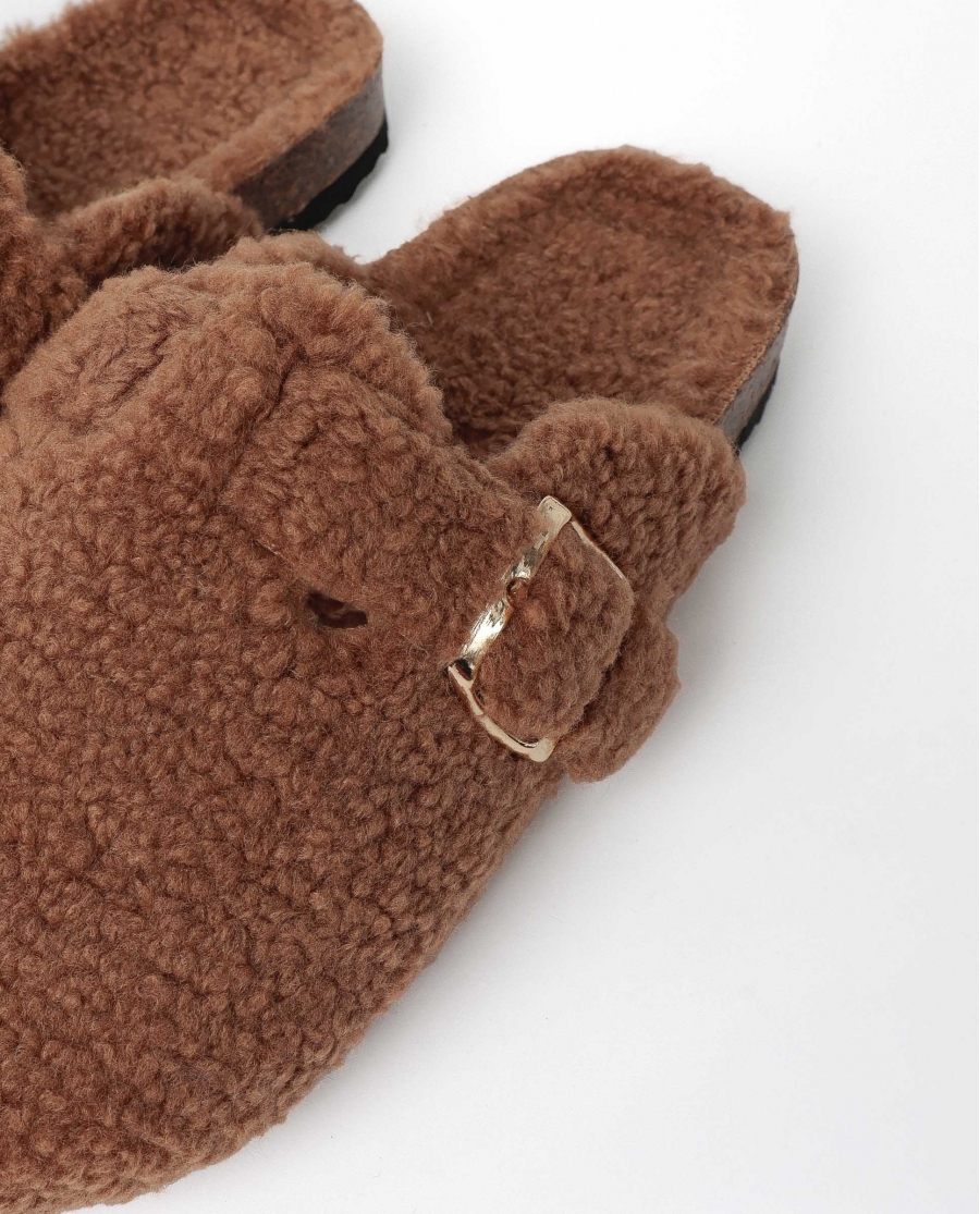 ADMAS Zapatillas De Estar Por Casa Zueco Borreguito para Mujer, (Caja 6 unidades) CAMEL