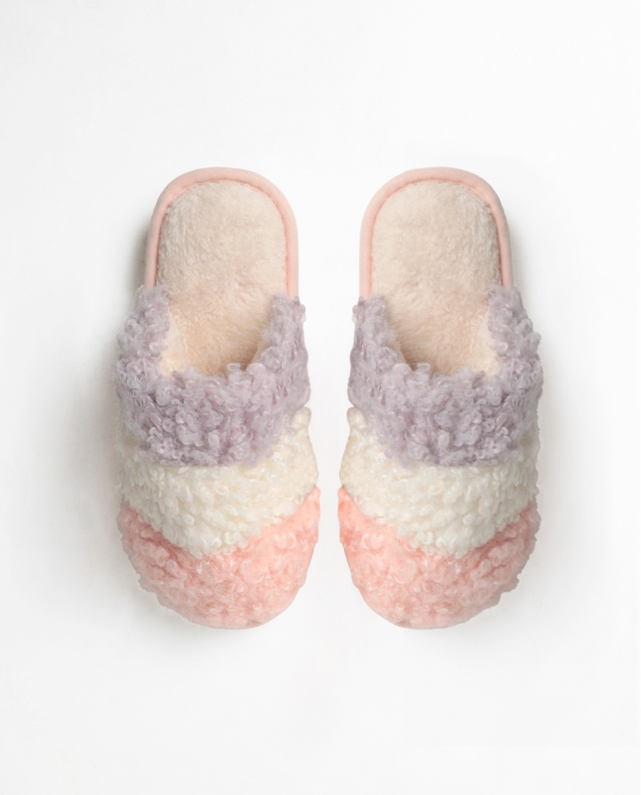 ADMAS Zapatillas De Estar Por Casa Tricolor Sherpa para Mujer, (Caja 6 unidades) SURTIDO