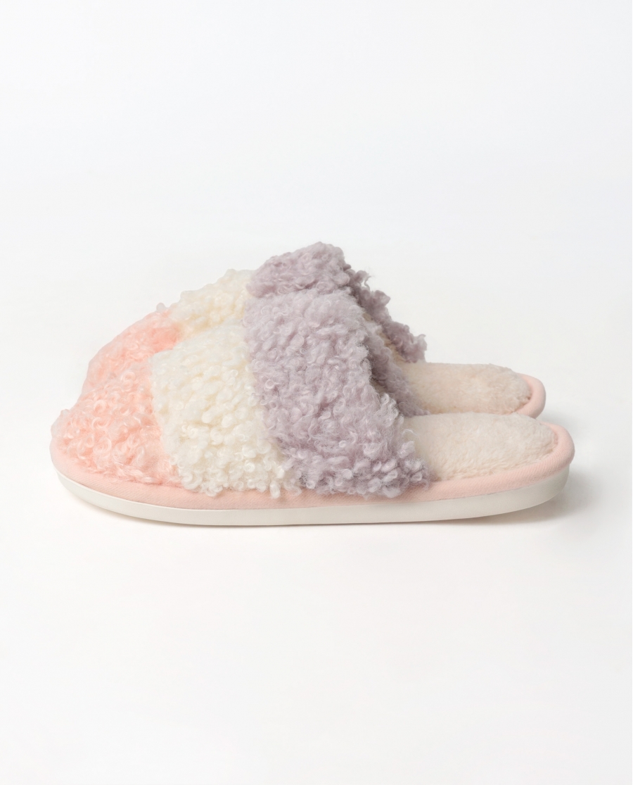 ADMAS Zapatillas De Estar Por Casa Tricolor Sherpa para Mujer, (Caja 6 unidades) SURTIDO