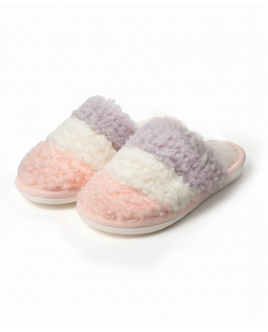 ADMAS Zapatillas De Estar Por Casa Tricolor Sherpa para Mujer, (Caja 6 unidades) SURTIDO