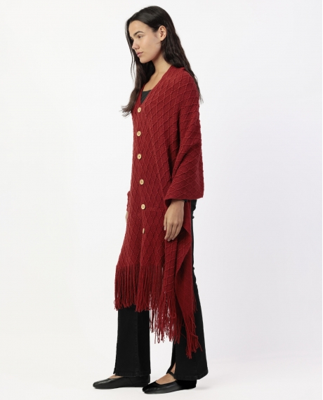 ADMAS Poncho de Punto Abierto Botones Knitted Elegance para Mujer CALDERA 2