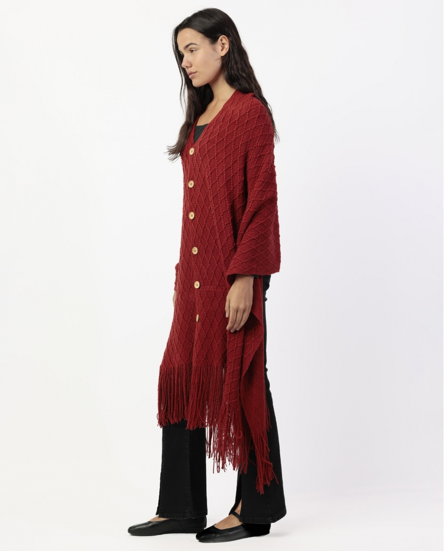 ADMAS Poncho de Punto Abierto Botones Knitted Elegance para Mujer CALDERA
