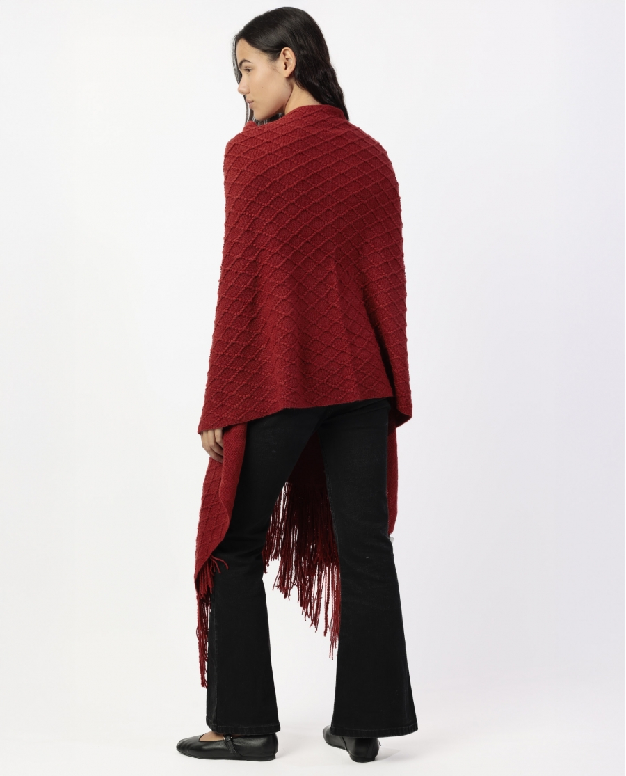 ADMAS Poncho de Punto Abierto Botones Knitted Elegance para Mujer CALDERA