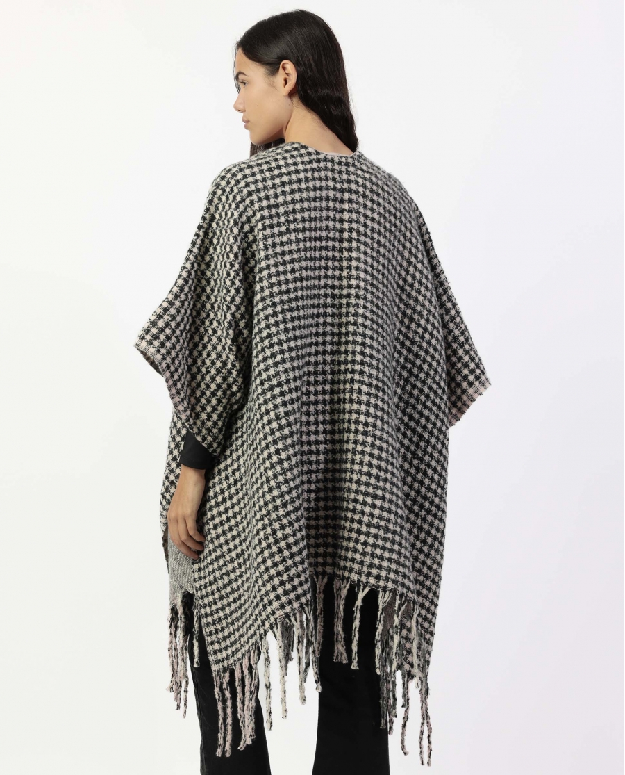 ADMAS Poncho de Punto Abierto Doble Cara Trendy Layers para Mujer GRIS