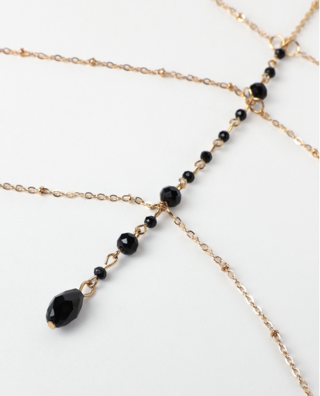 ADMAS Colgante para Bralette Piedra Negra para Mujer, (Caja 6 unidades) NEGRO