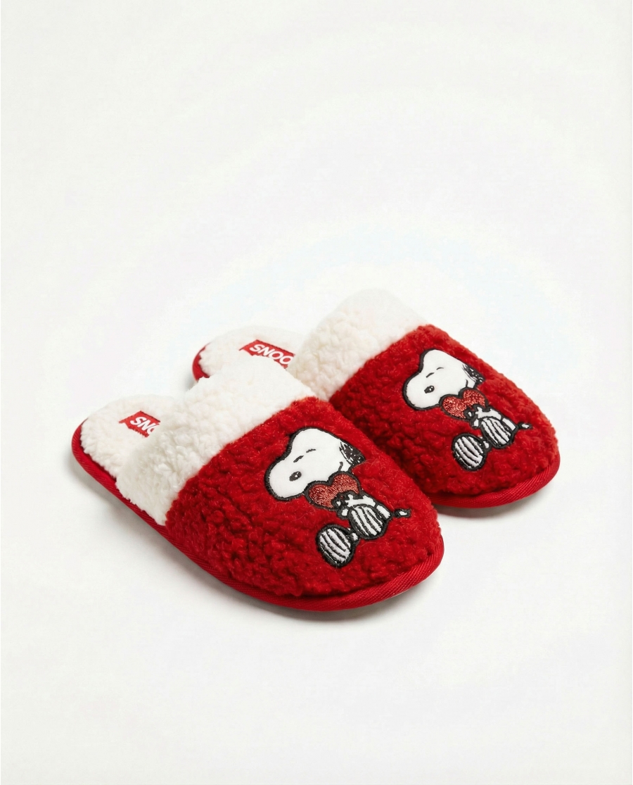 PEANUTS Zapatillas De Estar Por Casa Love Snoopy para Niña, (Caja 6 unidades) ROJO