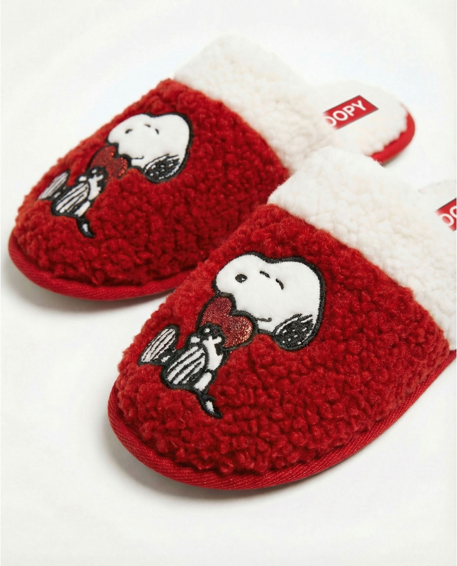 PEANUTS Zapatillas De Estar Por Casa Love Snoopy para Niña, (Caja 6 unidades) ROJO