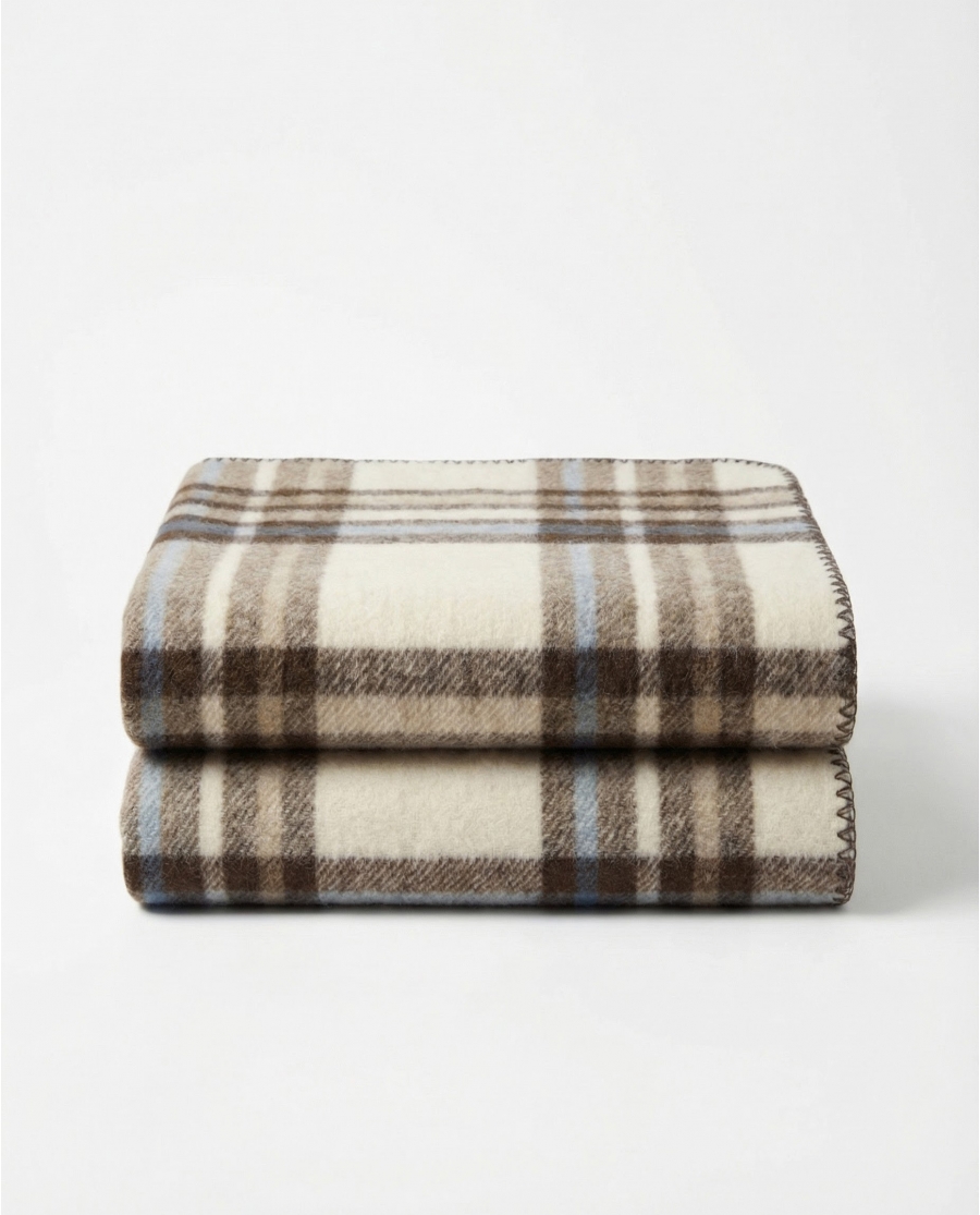 ADMAS Manta Afelpada Suave y Cálida Brown Checks MARRON