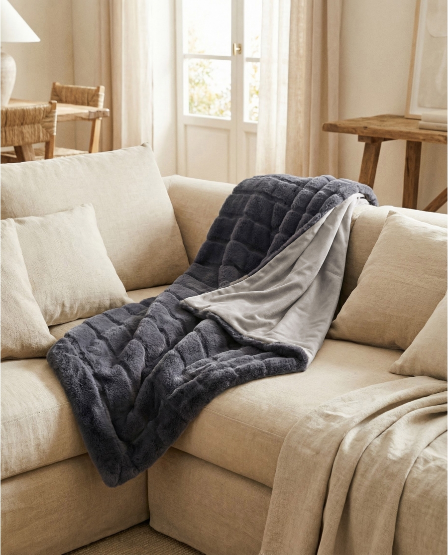 ADMAS Manta Doble Cara Rabbit Wide Stripes GRIS
