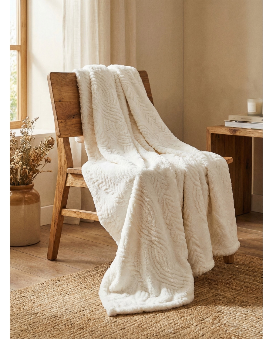 ADMAS Manta Doble Capa Espiga Jacquard CAVA