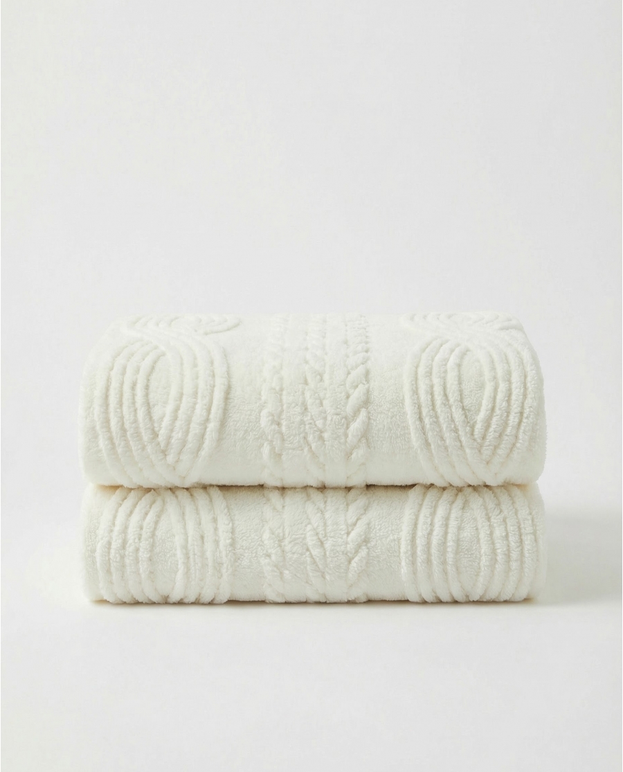 ADMAS Manta Doble Capa Espiga Jacquard CAVA