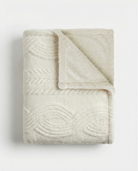 ADMAS Manta Doble Capa Espiga Jacquard CAVA 2