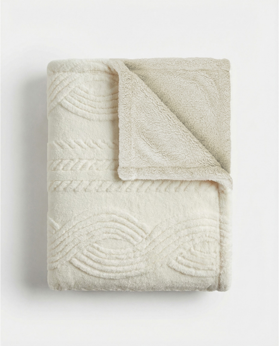 ADMAS Manta Doble Capa Espiga Jacquard CAVA