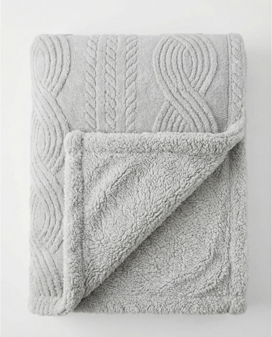 ADMAS Manta Doble Capa Espiga Jacquard GRIS