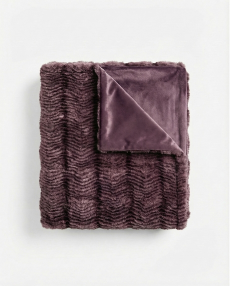 ADMAS Manta Doble Cara Burgundy Luxury Rabbit Faux Fur BERENJENA