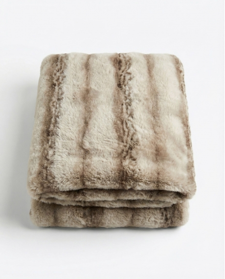 ADMAS Manta Doble Cara Luxury Brown Rabbit Fuax Fur MARRON