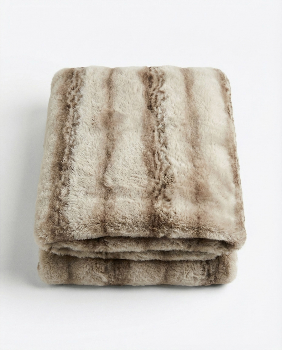 ADMAS Manta Doble Cara Luxury Brown Rabbit Fuax Fur MARRON