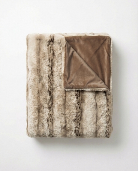 ADMAS Manta Doble Cara Luxury Brown Rabbit Fuax Fur MARRON 2