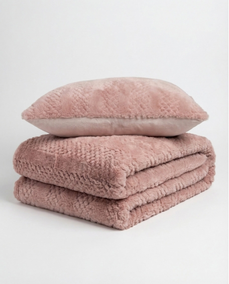ADMAS Set Manta + Cojin Doble Cara Duo Plush ROSA