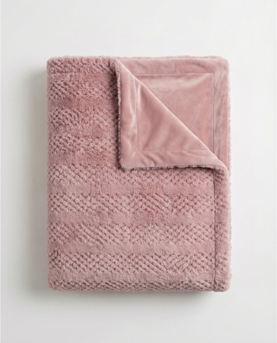 ADMAS Set Manta + Cojin Doble Cara Duo Plush ROSA