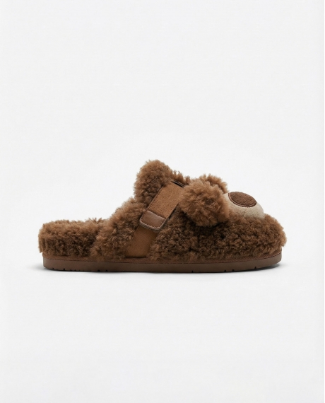 ADMAS Zapatillas De Estar Por Casa Borreguito Oso para Mujer, (Caja 6 unidades) MARRON 2