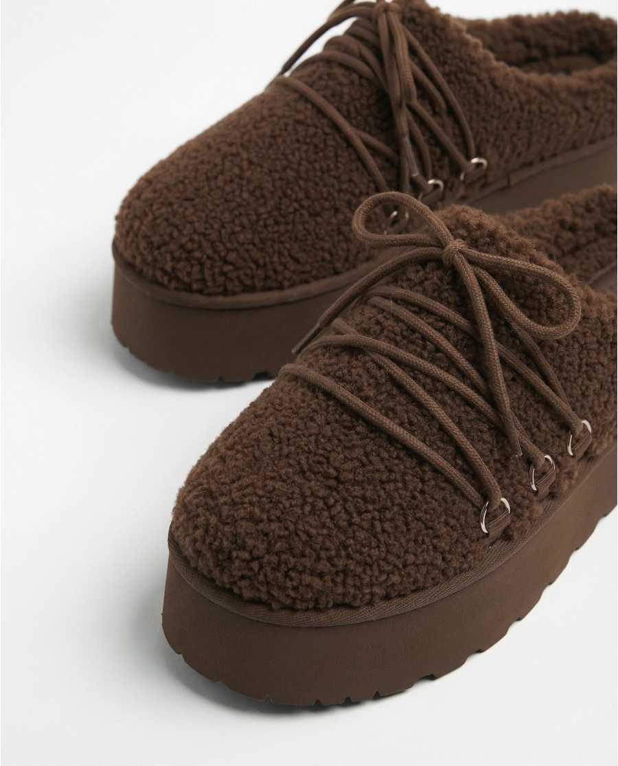 ADMAS Zapatillas De Estar Por Casa Plataforma Borreguito para Mujer, (Caja 6 unidades) MARRON