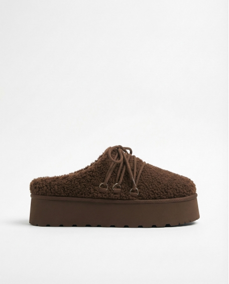 ADMAS Zapatillas De Estar Por Casa Plataforma Borreguito para Mujer, (Caja 6 unidades) MARRON 2