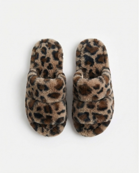 ADMAS Zapatillas De Estar Por Casa Estampado Animal para Mujer, (Caja 6 unidades) PIEL