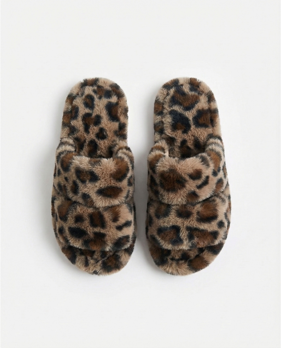 ADMAS Zapatillas De Estar Por Casa Estampado Animal para Mujer, (Caja 6 unidades) PIEL